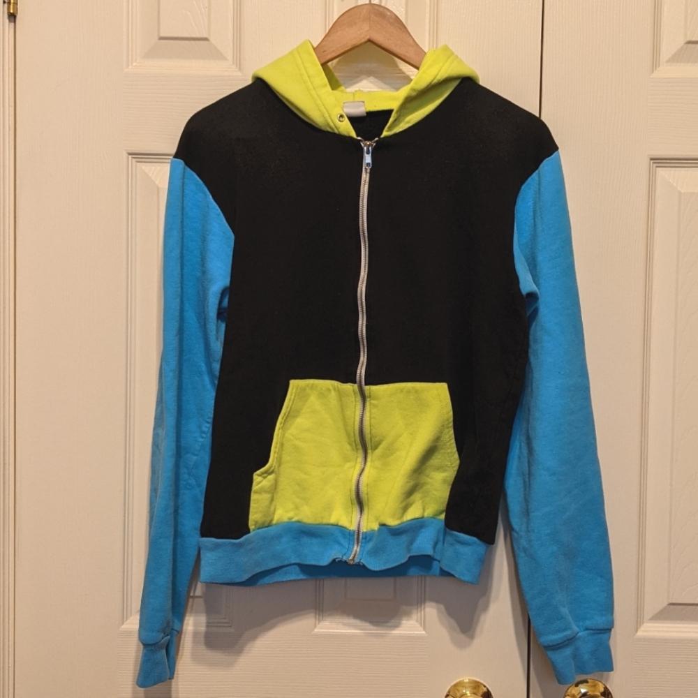American Apparel neon colour-block zip-up hoody